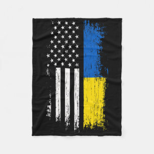 Ukrainian American Flag T Shirt - Pride Ukraine Us Fleece Blanket