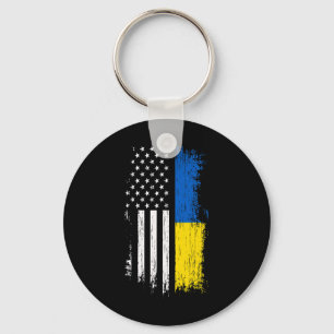 Ukrainian American Flag T Shirt - Pride Ukraine Us Key Ring