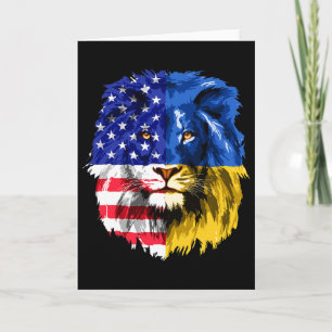 Ukrainian American Flag Ukraine Lion Face Usa Ukra Card