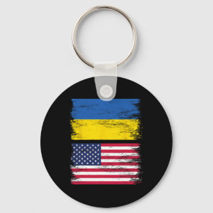 Ukrainian American Flag Ukraine Usa America Roots  Key Ring