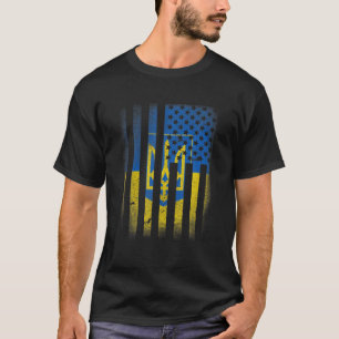 Ukrainian American Flag Ukraine Usa America Roots T-Shirt