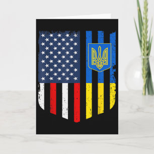 Ukrainian American Flag Ukraine Usa America Shield Card