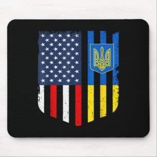 Ukrainian American Flag Ukraine Usa America Shield Mouse Mat
