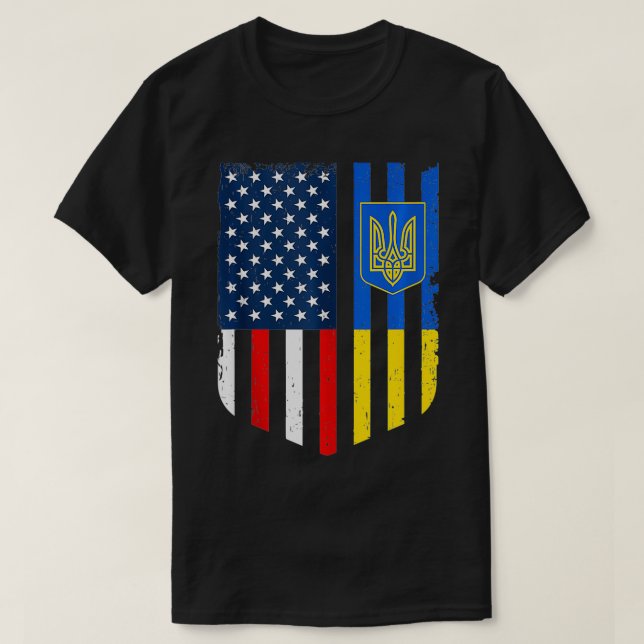 Ukrainian American Flag Ukraine Usa America Shield T-Shirt (Design Front)