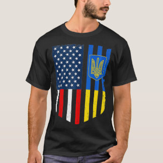 Ukrainian American Flag Ukraine Usa America Shield T-Shirt