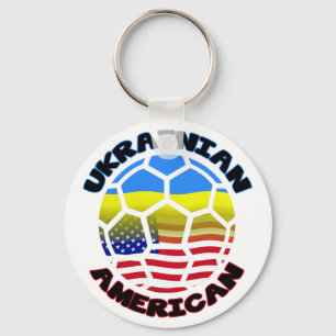 Ukrainian American Football Soccer Keychain
