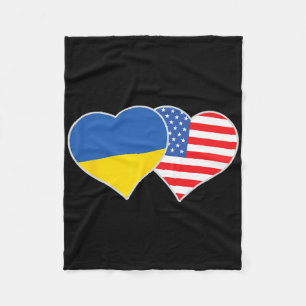 Ukrainian American Heart Love Ukraine Usa Flag Fleece Blanket