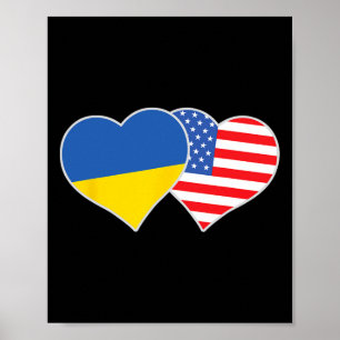Ukrainian American Heart Love Ukraine Usa Flag Poster