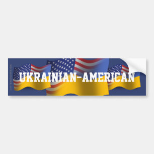 Ukrainian-American Waving Flag Bumper Sticker
