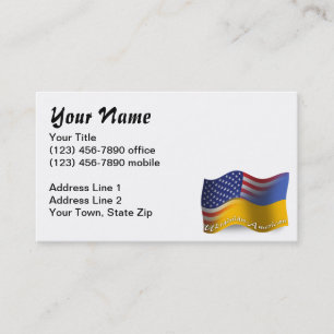 Ukrainian-American Waving Flag Business Card