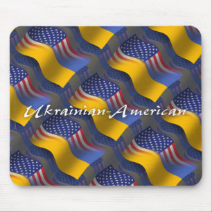 Ukrainian-American Waving Flag Mouse Mat