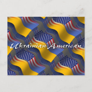 Ukrainian-American Waving Flag Postcard