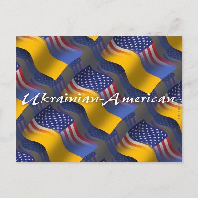 Ukrainian-American Waving Flag Postcard (Front)