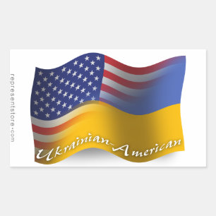 Ukrainian-American Waving Flag Rectangular Sticker