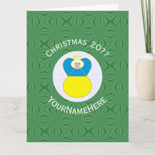 Ukrainian Angel Christmas Flag Personalised Card