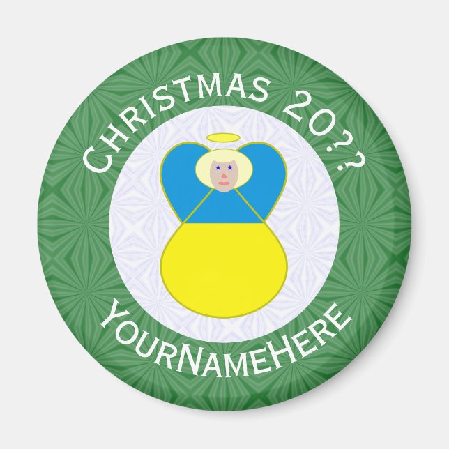 Ukrainian Angel Christmas Flag Personalised  Magnet (Front)