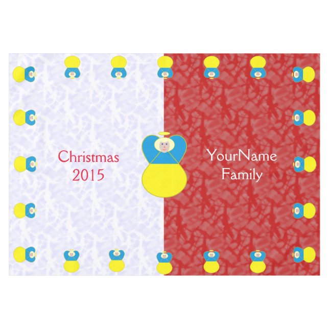 Ukrainian Angel Red White Personalised Text  Tablecloth (Front (Horizontal))