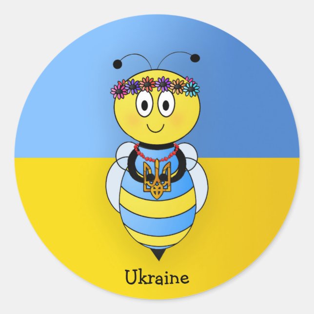 Ukrainian Bee Series Classic Round Sticker (Front)