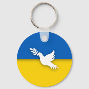 Ukrainian Bicolor flag, Dove of peace Key Ring