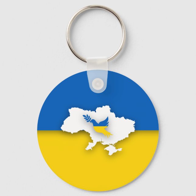 Ukrainian Bicolor flag, Dove of peace Key Ring (Front)