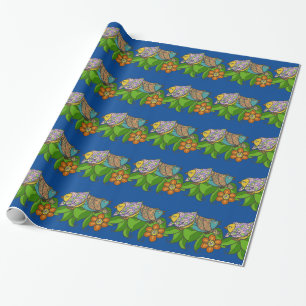 Ukrainian Birds on Leaves Folk Art Wrapping Paper