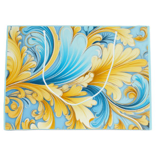 Ukrainian blue and yellow art motifs large gift bag