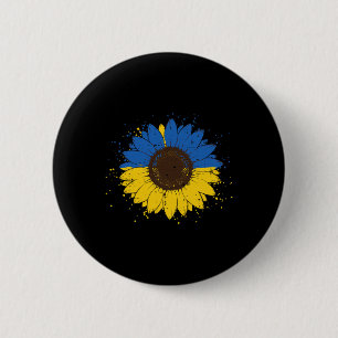 Ukrainian Blue Yellow Sunflower Ukraine Flower Men 6 Cm Round Badge