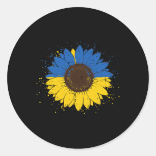 Ukrainian Blue Yellow Sunflower Ukraine Flower Men Classic Round Sticker