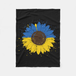 Ukrainian Blue Yellow Sunflower Ukraine Flower Men Fleece Blanket