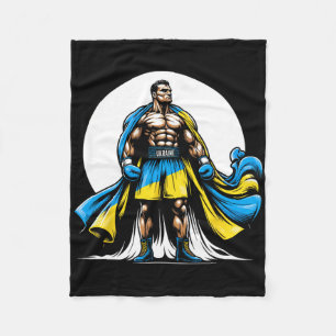 Ukrainian Boxer Patriotic Boxing Fighter Ukraine Fleece Blanket