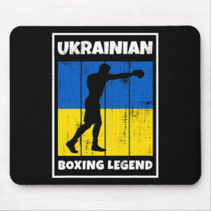 Ukrainian Boxing Legend With Flag For Ukraine Boxe Mouse Mat