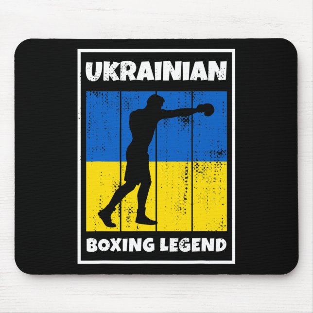 Ukrainian Boxing Legend With Flag For Ukraine Boxe Mouse Mat (Front)