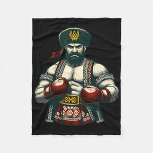 Ukrainian Boxing Ukraine Kozak Boxer Men  Fleece Blanket