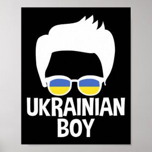 Ukrainian Boy Silhouette Patriotic Ukraine Flag Su Poster