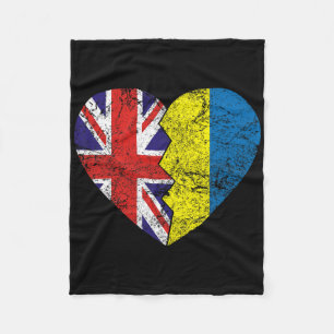 Ukrainian British Flags Heart United Kingdom Ukrai Fleece Blanket