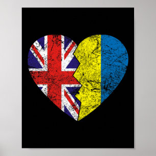 Ukrainian British Flags Heart United Kingdom Ukrai Poster