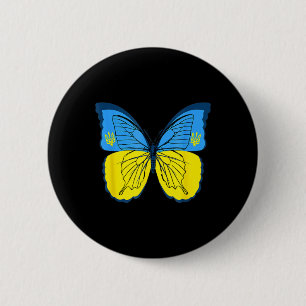 Ukrainian Butterfly Flag of Ukraine with Trident F 6 Cm Round Badge
