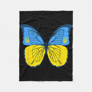 Ukrainian Butterfly Flag Of Ukraine With Trident F Fleece Blanket