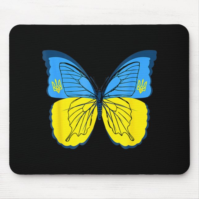 Ukrainian Butterfly Flag of Ukraine with Trident F Mouse Mat (Front)