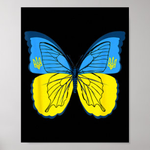 Ukrainian Butterfly Flag of Ukraine with Trident F Poster