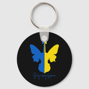 Ukrainian Butterfly Violin Peace In Ukraine Music  Key Ring