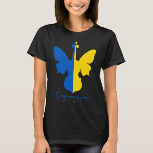 Ukrainian Butterfly Violin Peace In Ukraine Music T-Shirt