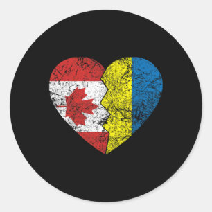 Ukrainian Canadian Flags Heart Canada Ukraine Root Classic Round Sticker