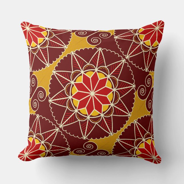 Ukrainian Carpathian Floral Pattern Throw Pillow (Front)
