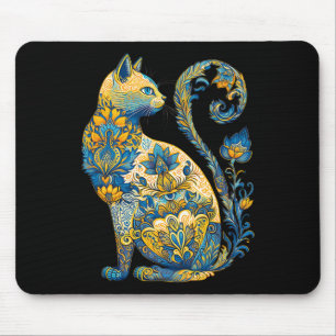Ukrainian Cat Floral Vintage Ukraine Flag And Vysh Mouse Mat