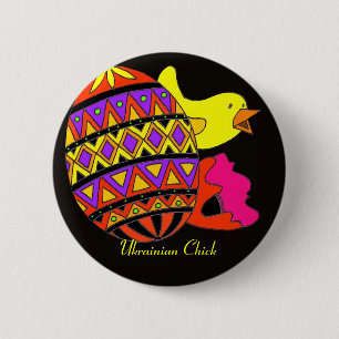 Ukrainian Chick Folk Fest Fun 6 Cm Round Badge