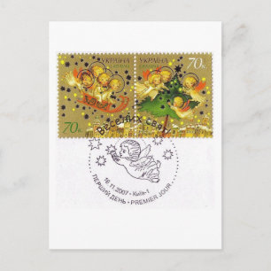 Ukrainian Christmas Angel Babies Holiday Postcard