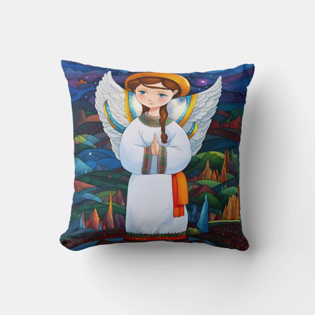 Ukrainian Christmas Angel Cushion (Front)