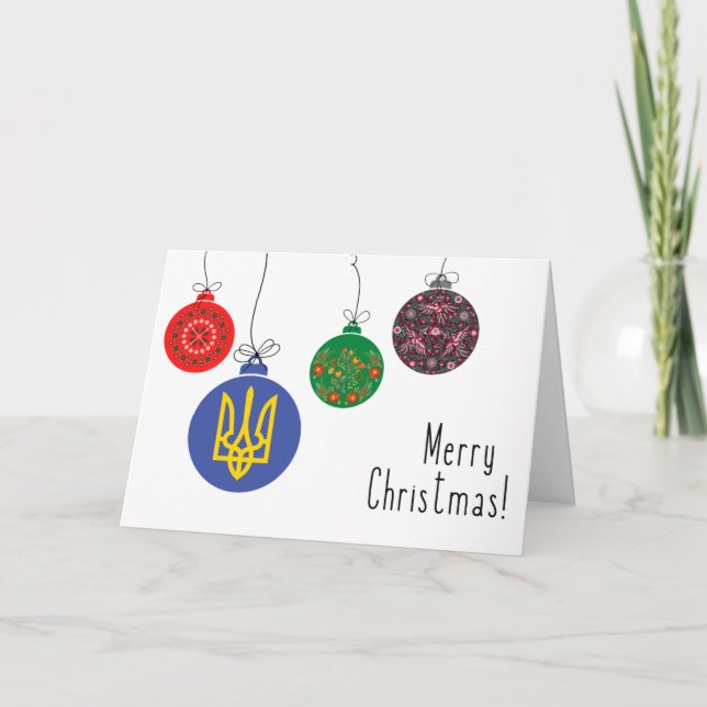 Ukrainian Christmas Card with Ornaments (English) (Front)