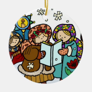Ukrainian Christmas Carollers Folk Art Ceramic Orn Tree Decoration